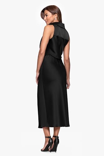 Xscape Women's Midi Satin Collared Top Dress3