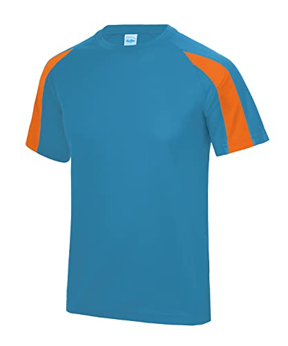 Image of AWDis Just Cool JC03J Kids Cool Contrast T-Shirt - Sapphire Blue/Electric Orange - 3-4 Years