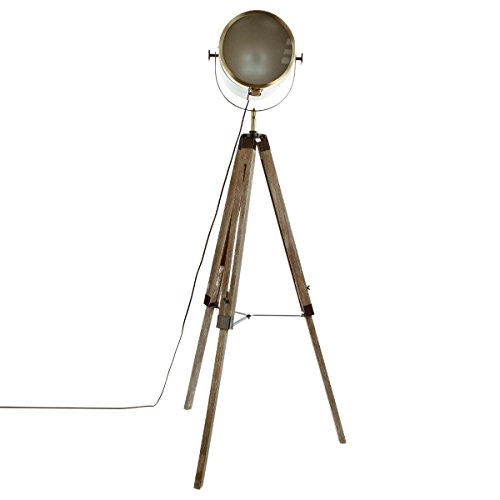Lampadaire trépied 'Ebor' bronze - bois & acier H152 cm - Atmosphera créateur d'intérieur
