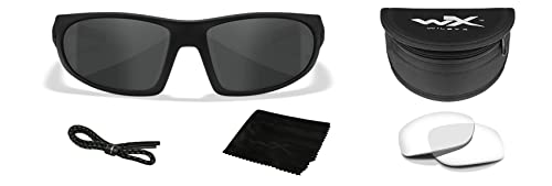 Image of Wiley X Romer 3 Sunglasses - Matte Black /Smoke Grey /Clear /Light Rust, Medium /Large