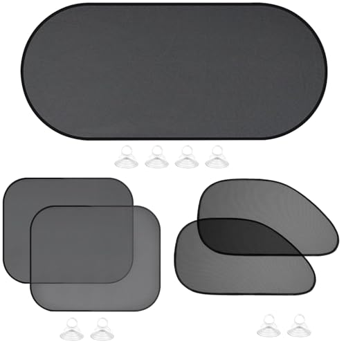 Image of Pivalo Universal Car Curtains Sun Shade Cover Interior for UV Rays Protection 4 Side & 1 Rear Windows Baby Sunshade Compatible with SUVs and All Cars (Pack of 5, Black)