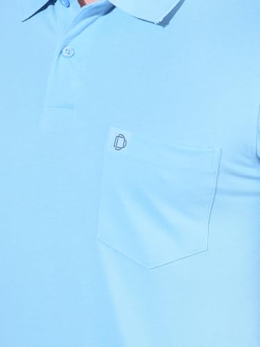 Image of Dollar Men's Pack of 1 Solid Cotton Blend Polo Neck T-Shirt