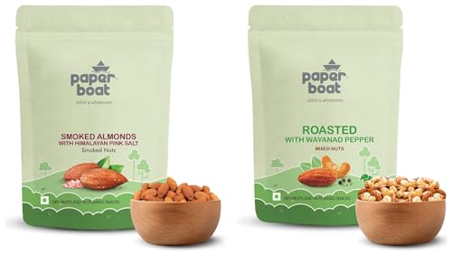 Paper-Boat-Roasted-Mixed-Nuts-with-Wayanad-Pepper-Pouch-200g-Paper-Boat-Premium-Smoked-and-Roasted-Almonds-with-Himalayan-Pink-Salt-Pouch-200g