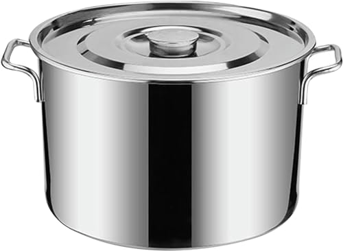 Olla grande de acero inoxidable ideal para estofados familiares y banquetes