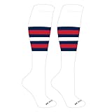 Mk Socks Striped OTC Baseball, Softball, Football Socks (F) White, Navy, Red