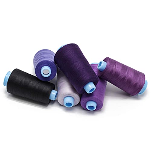 Sewing Machine Thread, 6 Pack of 3000 Yard Polyester Sewing Threads, Bobbin Thread for Sewing Machines, DIY Sewing, Hand Embroidery, Serger (Purple) - Thumbnail 7