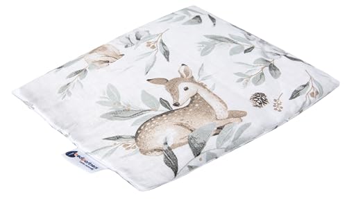 Medi Partners Saco de Semillas para Microondas 20x25cm Cojin 500g 100% Algodón Saquitos bolsa Semillas calor Microondas Almohadillas Saco Termico (Ciervo en las hojas)