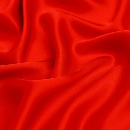 100% Mulberry Silk Fabric by the Yard - Red #50