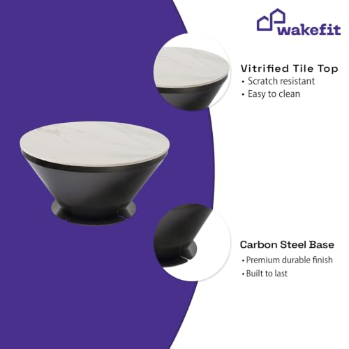 Image of Wakefit Espresso Big Coffee Table I Marble Finish I Vitrified Tile Top I Alaska White