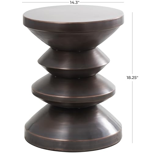 Image of Deco 79 Metal Side End Accent Table Art Deco Inspired End Table, Side Table 14 inch x 14 inch x 18 inch, Copper