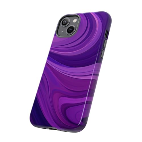 Coque rigide brillante iPhone 14 Plus motif abstrait vague violette moderne