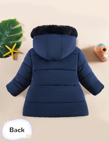 Happy Cherry Toddler Girls Winter Jacket Coats - Kids Cute Lace Fleece Warm Puffy Hooded Outwear Heavy Parka 1-4 Years3