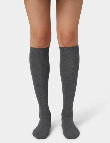 Image of HUE Women's Flat Knit Cotton Knee High Socks for Women 3 Pair Pack