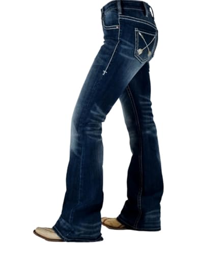 Cowgirl Tuff Western Jeans Womens Peacekeeper Dark Wash JPCKPR3