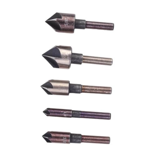 CIYODO 82° Chamfer Tool Set 5pcs High Drills Deburring Countersink Bits Round Handle for Wood Plastic Aluminum Rustproof