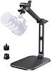 Soporte de escritorio resistente para micrófono para Rode PodMic USB y SM7B, máx. 2.68 lbs, negro | Compatible con Blue Yeti, Shure y más micrófonos, ideal para streaming en oficina en casa en espacios pequeños, hasta 1220g, base estable antideslizante 2