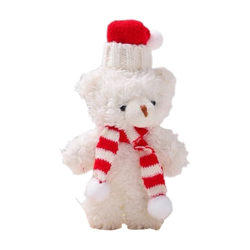 Amesor Oso de Navidad de peluche | Bufanda de oso de peluche con decoraciones de dibujos animados | Decoración suave para el hogar, decoración para tartas, suministros de fiesta para cumpleaños, Año