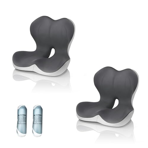 Emurliy Memory Foma Car Seat Cushion Relief Back Pain, Ergonomic Comfort Tailbone Wheelchair Cushions, Driver Passenger Sciatica Reducing Hemorrhoid Pillow, Coccyx Support Office Chair Cushion 2 Pcs