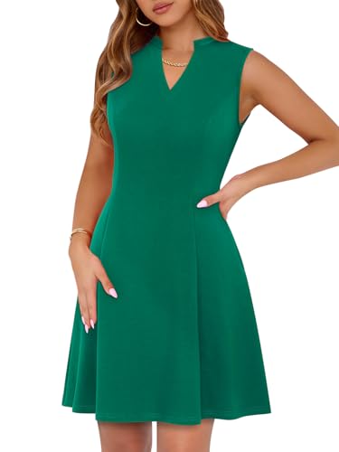Image of YIOYOLA Womens Elegant Classy A-Line V Neck Mini Business Casual Work Dresses Party Cocktail Short Dress with Pockets