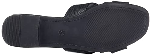 Image of shoexpress Women Black Solid Pu Open Toe Flats Sandal
