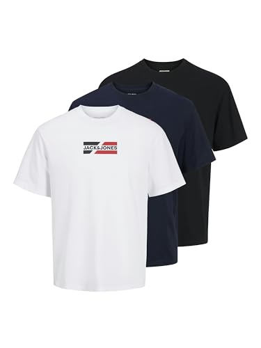 T-shirts d'été JACK & JONES en coton lot de 3 col rond confortables pour homme