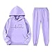 Girls Sweatsuit 2 Piece Outfits - Hoodie Sweatshirts And Sweatpants with Pockets Fall Winter Fashion Jogger Sets Pink Purple