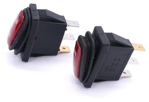 Interrupteur étanche 12V 2 pièces à bascule rouge SPST 3 broches auto