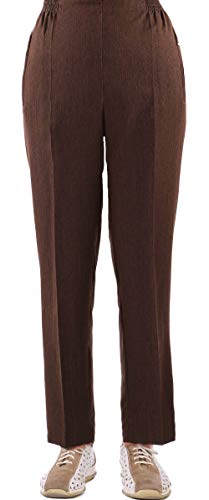 Eitex Seniorenmode24 Damen Seniorenhose Schlupfhose mit Gummizug Kurzgr&ouml;&szlig;e ideal f&uuml;r pflegebed&uuml;rftige Omas einfach anzuziehen und super pflegeleicht (42/44, schamm meliert)