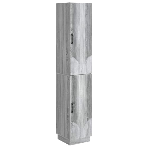 Armario moderno para salón con 4 compartimentos de madera gris Sonoma 2