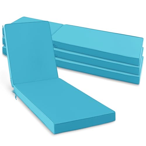Summsun Chaise Lounge Cushions Outdoor Set of 4 - Waterproof and Fade Resistant Sun Lounger Replacement Cushions - Patio Lounger Pads with Removable Cover for Pool, Deck, Lawn, 80 x 26 x 3 Inch, Teal