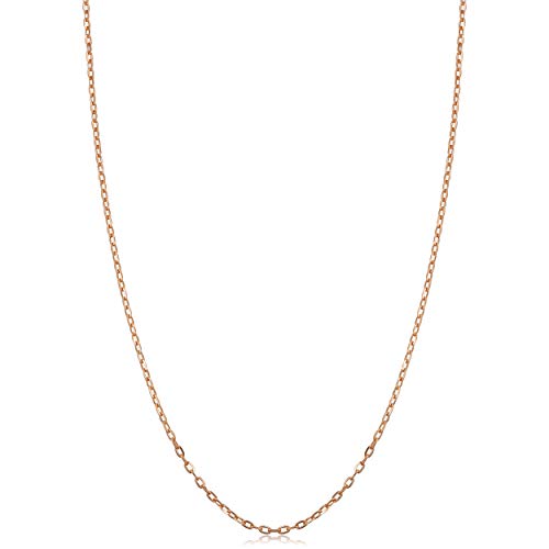 Kooljewelry 14k Rose Gold Diamond-cut Cable Chain Necklace (1 mm)