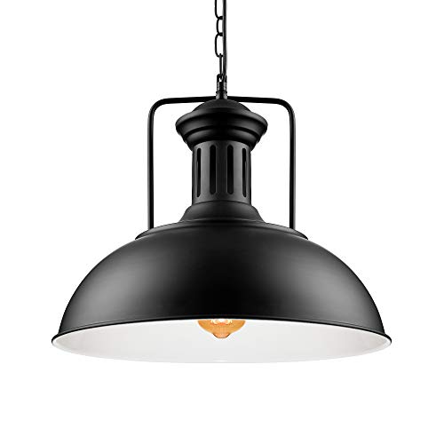 NIUYAO Nautical Barn Pendant Light Retro Pendant Light 16" Wide 1-Light Pendant Lamp with Dome Shape Ceiling Hanging Lighting Chain Chandelier in Back 452806