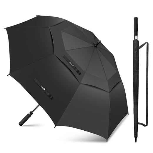 ZOMAKE Golf Umbrella Windproof and Rainproof 68in, Large Umbrella Windproof Strong, Unbreakable Big Golfing Brolly Double Canopy for Men Women(Black)