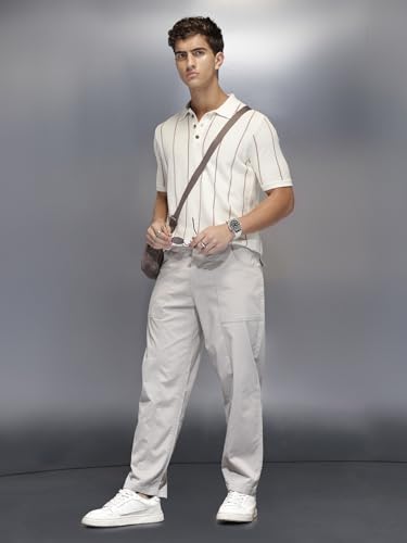Image of WROGN Men's Pure Cotton Trousers | Solid | Loose Fit