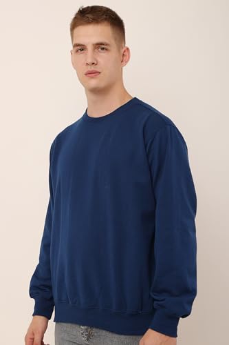 Image of GWADI'S Mens Plain Long Sleeves Fleece Round Neck Winter Wear Solid Sweatshirt