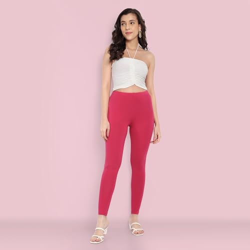 Image of ONE SKY Women Full Length Leggings | Cotton Modal Spandex Blend | High Waist Stretchable & Bio-Washed Fabric | Colour-Lock Technology | Comfortable Leggings for Women