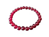 LYGBAOFUL Pulsera facetada de Jade rubí Natural, Jade Rojo, Cristal, Pulsera Redonda Hecha a Mano Piedra Preciosa Brillante longevidad Mujer para Hombres Regalo