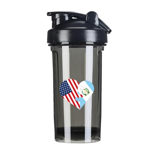 Hearts America USA and Guatemala Flag 18 Ounce Shaker Cup,Fashion Theme Pattern Shaker Bottle Leak-proof Workout Shake Bottles 500ML/18 oz Perfect for Pre Workout