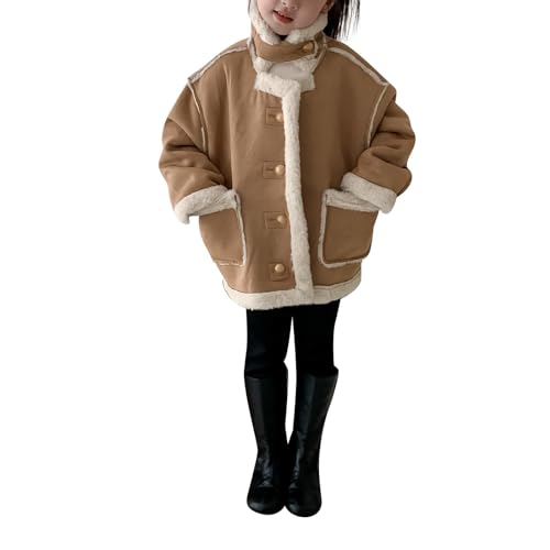 Kids Girls Coat Winter Windproof Thicken Coat Jacket Child Warm Button Outerwear Warm Outerwear Fleece (A, 3-4 Years)