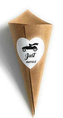 25 Conos, cucuruchos para pétalos, arroz, JUST MARRIED, ideales para tu boda
