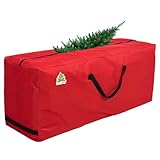 AmazingBag Christmas Tree Storage Bag. Heavy-Duty 600D Oxford Material Durable Reinforced Handles, Zipper, Waterproof (Red, Fits A 7.5FT Tree)
