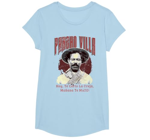 Mexican Revolution General Pancho Villa T-Shirt T-Shirt, Girls, Baby Blue, Large
