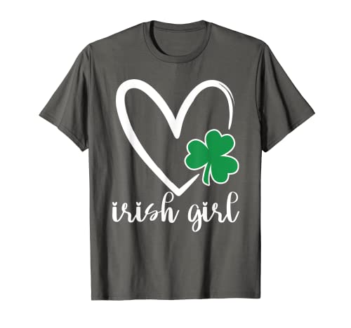 Corazón de trébol sencillo para el día de San Patricio, diseño de chica irlandesa Camiseta