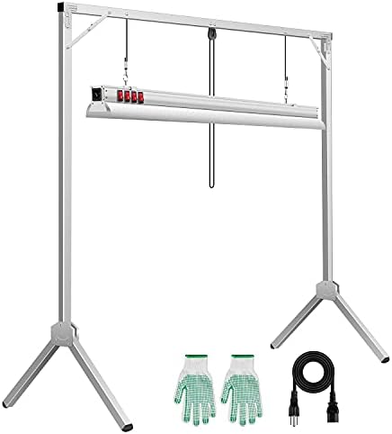 iPower 150W 4 Feet Dimmable LED Grow Light with Foldable Stand Rack for Indoor Hydroponic Seed Starting Plant Propagation, Silver