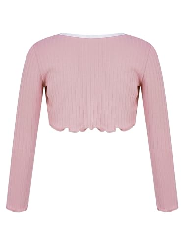 Kids Girls Ballet Dance Cardigan Solid Color Long Sleeve Open Front Coats Sweater Outerwear2