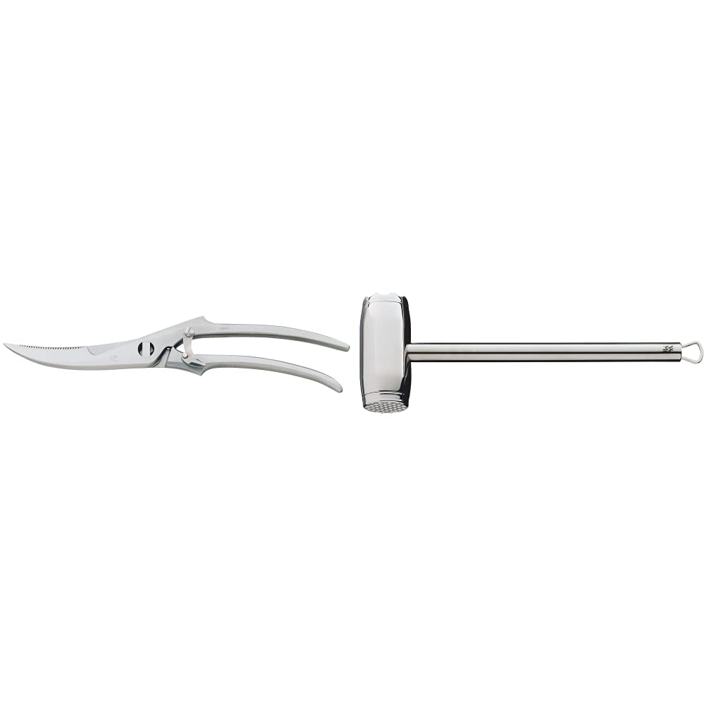 WMF Geflügelschere mit Knochenbrecher 25 cm, spülmaschinengeeignet & Profi Plus Fleischhammer 34 cm, Fleischklopfer, Schnitzelklopfer, Cromargan Edelstahl teilmattiert, spülmaschinengeeignet
