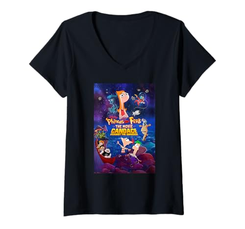 T-shirt Phineas and Ferb col V femme idéal pour les sorties décontractées et fans de pop-culture