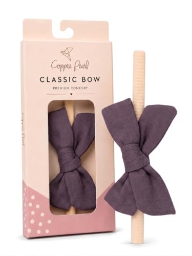 Copper Pearl Baby Bows Headbands for Baby Girls – Newborn Headband Bows, Infant Hair Bows for Baby Girl, Nylon Baby Girl Bows & Headbands, Plum image 5