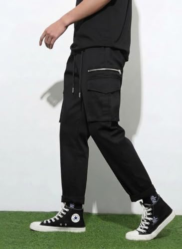 Image of GRECIILOOKS Men's Cargo Pants | 6 Pocket Cotton Cargo Joggers for Men | Loose Fit Stylish Pant with Pockets | Casual Baggy Trousers & Streetwear Lower