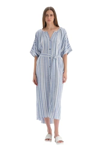 Robe en tricot bleu et blanc Dagi chic pour femme